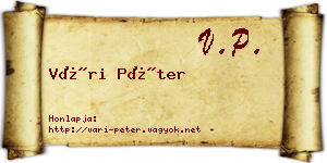 Vári Péter névjegykártya